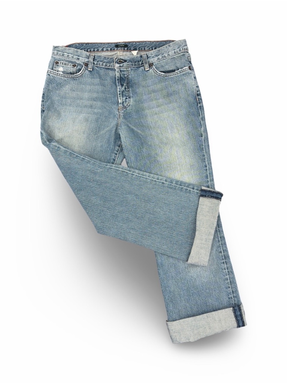 J. Crew Women’s Cuffed Straight Leg Light Blue Wash Button Fly Jeans Size 10 - Picture 9 of 10